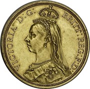 Australia 2 Pounds Victoria Queen. 50th Anniversary of Reign 1887 KM# 8 VICTORIA D:G: BRITT: REG: F:D: J.E.B. coin obverse Australia 2 Pounds Victoria Queen. 50th Anniversary of Reign 1887 KM# 8 VICTORIA D:G: BRITT: REG: F:D: J.E.B. coin obverse