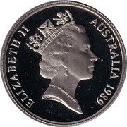 Australia 20 Cents Platypus 1989 KM# 82 ELIZABETH II AUSTRALIA *YEAR* RDM coin obverse Australia 20 Cents Platypus 1989 KM# 82 ELIZABETH II AUSTRALIA *YEAR* RDM coin obverse