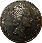 Australia 20 Cents United Nations 1995 KM# 295 ELIZABETH II AUSTRALIA 1995 RDM coin obverse Australia 20 Cents United Nations 1995 KM# 295 ELIZABETH II AUSTRALIA 1995 RDM coin obverse