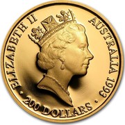 Australia 200 Dollars Olympic Games 1993 KM# 220 ELIZABETH II AUSTRALIA 1993 200 DOLLARS RDM coin obverse Australia 200 Dollars Olympic Games 1993 KM# 220 ELIZABETH II AUSTRALIA 1993 200 DOLLARS RDM coin obverse