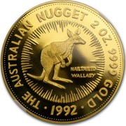 Australia 200 Dollars The Australian Nugget 1992 KM# 394 THE AUSTRALIAN NUGGET 2 OZ. 9999 GOLD 1992 NAILTAILED WALLABY P coin reverse Australia 200 Dollars The Australian Nugget 1992 KM# 394 THE AUSTRALIAN NUGGET 2 OZ. 9999 GOLD 1992 NAILTAILED WALLABY P coin reverse