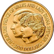 Australia 200 Dollars Wedding of Prince Charles and Lady Diana 1981 KM# 73 H.R.H. THE PRINCE OF WALES AND LADY DIANA SPENCER 200 DOLLARS coin reverse Australia 200 Dollars Wedding of Prince Charles and Lady Diana 1981 KM# 73 H.R.H. THE PRINCE OF WALES AND LADY DIANA SPENCER 200 DOLLARS coin reverse