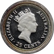 Australia 25 Cents The Dump 1989 KM# 132 ELIZABETH II AUSTRALIA 25 CENTS RDM coin obverse Australia 25 Cents The Dump 1989 KM# 132 ELIZABETH II AUSTRALIA 25 CENTS RDM coin obverse