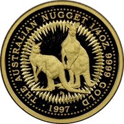 Australia 25 Dollars Kangaroo 1997 Proof KM# 340 THE AUSTRALIAN NUGGET 1/4OZ. 9999 GOLD 1997 coin reverse Australia 25 Dollars Kangaroo 1997 Proof KM# 340 THE AUSTRALIAN NUGGET 1/4OZ. 9999 GOLD 1997 coin reverse