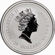 Australia 25 Dollars (Koala) KM# 280 ELIZABETH II AUSTRALIA 25 DOLLARS coin obverse Australia 25 Dollars (Koala) KM# 280 ELIZABETH II AUSTRALIA 25 DOLLARS coin obverse
