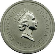 Australia 25 Dollars (Koala) KM# 285 ELIZABETH II AUSTRALIA 25 DOLLARS coin obverse Australia 25 Dollars (Koala) KM# 285 ELIZABETH II AUSTRALIA 25 DOLLARS coin obverse
