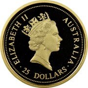 Australia 25 Dollars (Red Kangaroo) KM# 243 ELIZABETH II AUSTRALIA 25 DOLLARS coin obverse Australia 25 Dollars (Red Kangaroo) KM# 243 ELIZABETH II AUSTRALIA 25 DOLLARS coin obverse