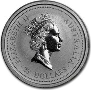 Australia 25 Dollars The Australian Koala 1994 KM# 251 ELIZABETH II AUSTRALIA 25 DOLLARS RDM coin obverse Australia 25 Dollars The Australian Koala 1994 KM# 251 ELIZABETH II AUSTRALIA 25 DOLLARS RDM coin obverse