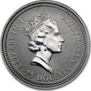 Australia 25 Dollars (The Australian Koala) KM# 109 ELIZABETH II AUSTRALIA 25 DOLLARS RDM coin obverse Australia 25 Dollars (The Australian Koala) KM# 109 ELIZABETH II AUSTRALIA 25 DOLLARS RDM coin obverse