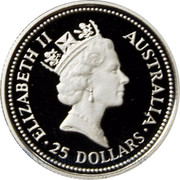 Australia 25 Dollars (The Australian Koala. Eagle Privy) KM# 193 ELIZABETH II AUSTRALIA 25 DOLLARS RDM coin obverse Australia 25 Dollars (The Australian Koala. Eagle Privy) KM# 193 ELIZABETH II AUSTRALIA 25 DOLLARS RDM coin obverse