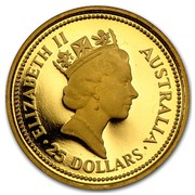 Australia 25 Dollars The Australian Nugget 1987 KM# 96 ELIZABETH II AUSTRALIA 25 DOLLARS RDM coin obverse