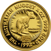 Australia 25 Dollars The Australian Nugget 1992 KM# 391 THE AUSTRALIAN NUGGET 1/4 OZ. 9999 GOLD NAILTAILED WALLABY *YEAR* coin reverse Australia 25 Dollars The Australian Nugget 1992 KM# 391 THE AUSTRALIAN NUGGET 1/4 OZ. 9999 GOLD NAILTAILED WALLABY *YEAR* coin reverse