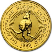 Australia 25 Dollars The Australian Nugget 1999 KM# 450 THE AUSTRALIAN NUGGET 1/4 OZ. 9999 GOLD *YEAR* P100 coin reverse Australia 25 Dollars The Australian Nugget 1999 KM# 450 THE AUSTRALIAN NUGGET 1/4 OZ. 9999 GOLD *YEAR* P100 coin reverse