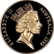 Australia 250 Dollars 40th Anniversary - Reign Princess Anne 1992 Proof KM# 206 ELIZABETH II AUSTRALIA 1992 coin obverse Australia 250 Dollars 40th Anniversary - Reign Princess Anne 1992 Proof KM# 206 ELIZABETH II AUSTRALIA 1992 coin obverse