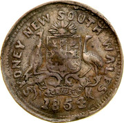 Australia 3 Pence 1854 KM# Tn252 Private Token issues SYDNEY NEW SOUTH WALES 1854 coin obverse Australia 3 Pence 1854 KM# Tn252 Private Token issues SYDNEY NEW SOUTH WALES 1854 coin obverse