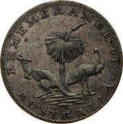 Australia 3 Pence 1860 KM# Tn118 Private Token issues REMEMBRANCE OF AUSTRALIA coin reverse Australia 3 Pence 1860 KM# Tn118 Private Token issues REMEMBRANCE OF AUSTRALIA coin reverse