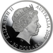 Australia 30 Dollars Olympic Masterpiece 2000 KM# 520 ELIZABETH II AUSTRALIA 2000 30 DOLLARS IRB coin obverse Australia 30 Dollars Olympic Masterpiece 2000 KM# 520 ELIZABETH II AUSTRALIA 2000 30 DOLLARS IRB coin obverse