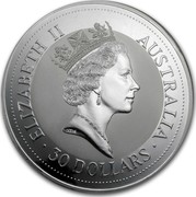 Australia 30 Dollars (The Australian Kookaburra) KM# 181 ELIZABETH II AUSTRALIA 30 DOLLARS RDM coin obverse Australia 30 Dollars (The Australian Kookaburra) KM# 181 ELIZABETH II AUSTRALIA 30 DOLLARS RDM coin obverse