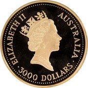 Australia 3000 Dollars Whiptail Wallaby 1993 Proof KM# 240 ELIZABETH II AUSTRALIA 3000 DOLLARS RDM coin obverse Australia 3000 Dollars Whiptail Wallaby 1993 Proof KM# 240 ELIZABETH II AUSTRALIA 3000 DOLLARS RDM coin obverse