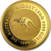 Australia 3000 Dollars The Australian Kangaroo 1999 KM# 455 THE AUSTRALIAN NUGGET 1 KILO. 9999 GOLD *YEAR* RED KANGAROO P100 coin reverse Australia 3000 Dollars The Australian Kangaroo 1999 KM# 455 THE AUSTRALIAN NUGGET 1 KILO. 9999 GOLD *YEAR* RED KANGAROO P100 coin reverse