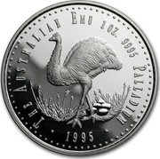 Australia 40 Dollars The Australian Emu 1995 KM# 313 THE AUSTRALIAN EMU 1 OZ. 9995 PALLADIUM 1995 P coin reverse Australia 40 Dollars The Australian Emu 1995 KM# 313 THE AUSTRALIAN EMU 1 OZ. 9995 PALLADIUM 1995 P coin reverse