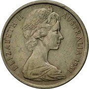 Australia 5 Cents Echidna 1981 KM# 64 ELIZABETH II AUSTRALIA *YEAR* coin obverse