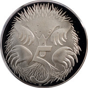 Australia 5 Cents Echidna 1991 KM# 80a 5 SD coin reverse Australia 5 Cents Echidna 1991 KM# 80a 5 SD coin reverse