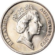 Australia 5 Cents Echidna 1993 Proof KM# 80 ELIZABETH II AUSTRALIA *YEAR* RDM coin obverse Australia 5 Cents Echidna 1993 Proof KM# 80 ELIZABETH II AUSTRALIA *YEAR* RDM coin obverse
