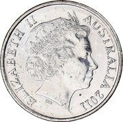 Australia 5 Cents Echidna 2011 KM# 401 ELIZABETH II AUSTRALIA *YEAR* IRB coin obverse Australia 5 Cents Echidna 2011 KM# 401 ELIZABETH II AUSTRALIA *YEAR* IRB coin obverse