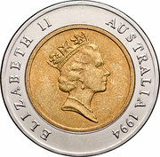 Australia 5 Dollars (100 Years of Womens Enfranchisement South Australia) KM# 224 ELIZABETH II AUSTRALIA 1994 RDM coin obverse Australia 5 Dollars (100 Years of Womens Enfranchisement South Australia) KM# 224 ELIZABETH II AUSTRALIA 1994 RDM coin obverse