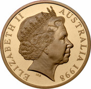 Australia 5 Dollars 70 Years of Services - Royal Flying Doctors 1998 KM# 386 ELIZABETH II AUSTRALIA 1998 IRB coin obverse Australia 5 Dollars 70 Years of Services - Royal Flying Doctors 1998 KM# 386 ELIZABETH II AUSTRALIA 1998 IRB coin obverse