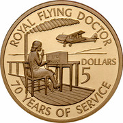 Australia 5 Dollars 70 Years of Services - Royal Flying Doctors 1998 KM# 386 ROYAL FLYING DOCTOR DOLLARS 5 70 YEARS OF SERVICE coin reverse Australia 5 Dollars 70 Years of Services - Royal Flying Doctors 1998 KM# 386 ROYAL FLYING DOCTOR DOLLARS 5 70 YEARS OF SERVICE coin reverse