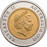 Australia 5 Dollars 70 Years of the Royal Flying Doctors Service 1998 KM# 374 ELIZABETH II AUSTRALIA 1998 IRB coin obverse Australia 5 Dollars 70 Years of the Royal Flying Doctors Service 1998 KM# 374 ELIZABETH II AUSTRALIA 1998 IRB coin obverse