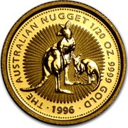Australia 5 Dollars Australia Nugget - Two kangaroos 1996 KM# 272 THE AUSTRALIAN NUGGET 1/20 OZ. 9999 GOLD 1996 coin reverse Australia 5 Dollars Australia Nugget - Two kangaroos 1996 KM# 272 THE AUSTRALIAN NUGGET 1/20 OZ. 9999 GOLD 1996 coin reverse