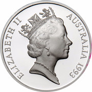 Australia 5 Dollars Australian Explorers - Abel Tasman 1993 KM# 214 ELIZABETH II AUSTRALIA 1993 RDM coin obverse