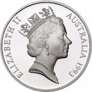 Australia 5 Dollars Australian Explorers - James Cook 1993 KM# 215 ELIZABETH II AUSTRALIA 1993 RDM coin obverse