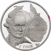 Australia 5 Dollars Australian Explorers - James Cook 1993 KM# 215 5 DOLLARS J.COOK G coin reverse