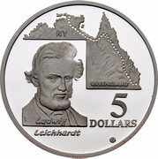 Australia 5 Dollars Australian Explorers. Ludwing Leichhardt 1994 KM# 264 LUDWIG LEICHHARDT 5 DOLLARS NT QUEENSLAND WP G coin reverse Australia 5 Dollars Australian Explorers. Ludwing Leichhardt 1994 KM# 264 LUDWIG LEICHHARDT 5 DOLLARS NT QUEENSLAND WP G coin reverse