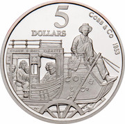 Australia 5 Dollars Colonial Australia - Cobb and Co 1995 KM# 304 COBB & CO 1853 COACH & RAIL TICKETS COBB & CO MAIL 5 DOLLARS WP coin reverse Australia 5 Dollars Colonial Australia - Cobb and Co 1995 KM# 304 COBB & CO 1853 COACH & RAIL TICKETS COBB & CO MAIL 5 DOLLARS WP coin reverse