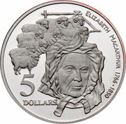 Australia 5 Dollars Colonial Australia - Elizabeth MacArthur 1995 KM# 305 ELIZABETH MACARTHUR 1766-1850 5 DOLLARS WP coin reverse Australia 5 Dollars Colonial Australia - Elizabeth MacArthur 1995 KM# 305 ELIZABETH MACARTHUR 1766-1850 5 DOLLARS WP coin reverse