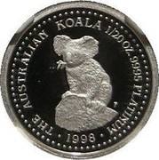Australia 5 Dollars Koala 1998 KM# 456 THE AUSTRALIAN KOALA 1/20 OZ .9995 PLATINUM 1998 coin reverse Australia 5 Dollars Koala 1998 KM# 456 THE AUSTRALIAN KOALA 1/20 OZ .9995 PLATINUM 1998 coin reverse