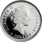 Australia 5 Dollars (Koala) KM# 145 ELIZABETH II AUSTRALIA 5 DOLLARS coin obverse Australia 5 Dollars (Koala) KM# 145 ELIZABETH II AUSTRALIA 5 DOLLARS coin obverse