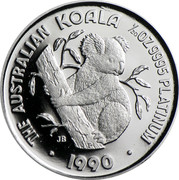 Australia 5 Dollars (Koala) KM# 145 THE AUSTRALIAN KOALA 1/20OZ 9995 PLATINUM *DATE* coin reverse Australia 5 Dollars (Koala) KM# 145 THE AUSTRALIAN KOALA 1/20OZ 9995 PLATINUM *DATE* coin reverse