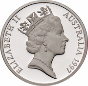 Australia 5 Dollars Opening of a Continent 1997 KM# 546 ELIZABETH II AUSTRALIA 1997 RDM coin obverse Australia 5 Dollars Opening of a Continent 1997 KM# 546 ELIZABETH II AUSTRALIA 1997 RDM coin obverse