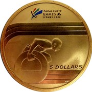 Australia 5 Dollars Paralympic Wheelchair Athlete 2000 KM# 517 5 DOLLARS WP coin reverse Australia 5 Dollars Paralympic Wheelchair Athlete 2000 KM# 517 5 DOLLARS WP coin reverse