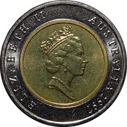 Australia 5 Dollars Sir Donald Bradman Tribute 1997 KM# 311 ELIZABETH II AUSTRALIA 1996 RDM coin obverse Australia 5 Dollars Sir Donald Bradman Tribute 1997 KM# 311 ELIZABETH II AUSTRALIA 1996 RDM coin obverse