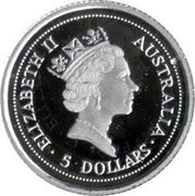 Australia 5 Dollars The Australian Koala 1994 KM# 278 ELIZABETH II AUSTRALIA 5 DOLLARS RDM coin obverse Australia 5 Dollars The Australian Koala 1994 KM# 278 ELIZABETH II AUSTRALIA 5 DOLLARS RDM coin obverse
