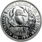 Australia 5 Dollars (The Australian Kookaburra) KM# 138 THE AUSTRALIAN KOOKABURRA 1 OZ. 999 SILVER *YEAR* coin reverse Australia 5 Dollars (The Australian Kookaburra) KM# 138 THE AUSTRALIAN KOOKABURRA 1 OZ. 999 SILVER *YEAR* coin reverse