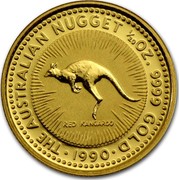 Australia 5 Dollars The Australian Nugget 1990 KM# 117 THE AUSTRALIAN NUGGET 1/20 OZ. 9999 GOLD RED KANGAROO *YEAR* coin reverse Australia 5 Dollars The Australian Nugget 1990 KM# 117 THE AUSTRALIAN NUGGET 1/20 OZ. 9999 GOLD RED KANGAROO *YEAR* coin reverse