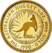 Australia 5 Dollars The Australian Nugget 1990 KM# 140 THE AUSTRALIAN NUGGET 1/20 OZ. 9999 GOLD GREAY KANGAROO *YEAR* coin reverse Australia 5 Dollars The Australian Nugget 1990 KM# 140 THE AUSTRALIAN NUGGET 1/20 OZ. 9999 GOLD GREAY KANGAROO *YEAR* coin reverse